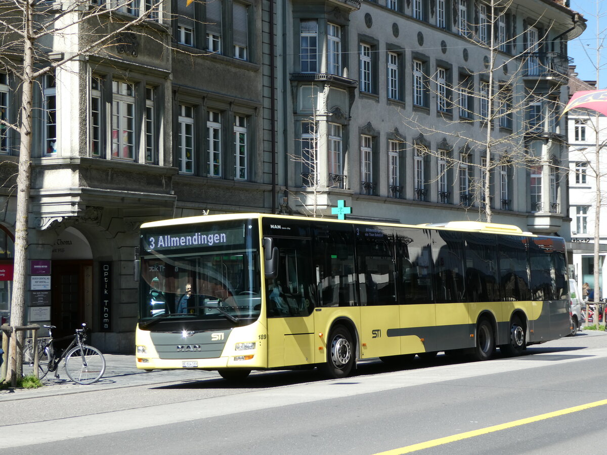 (248'029) - STI Thun - Nr. 189/BE 804'189 - MAN am 5. April 2023 in Thun, Bahnhofstrasse