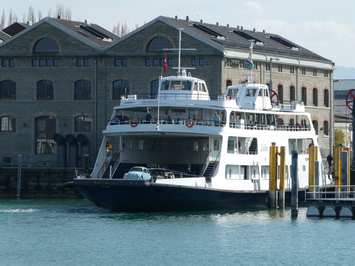 (248'130) - Fhre Romanshorn am 6. April 2023 im Hafen von Romanshorn