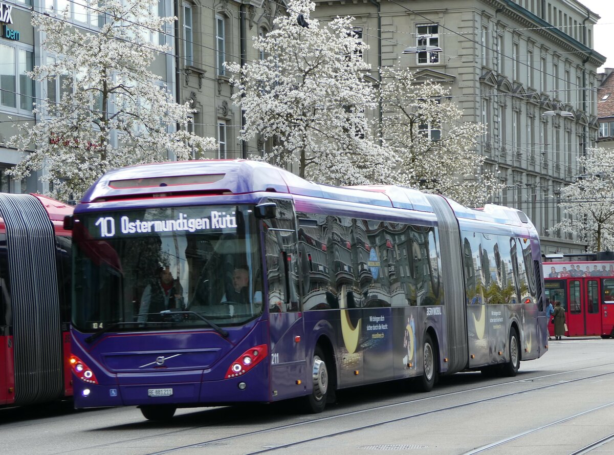 (248'227) - Bernmobil, Bern - Nr. 211/BE 881'211 - Volvo am 8. April 2023 beim Bahnhof Bern