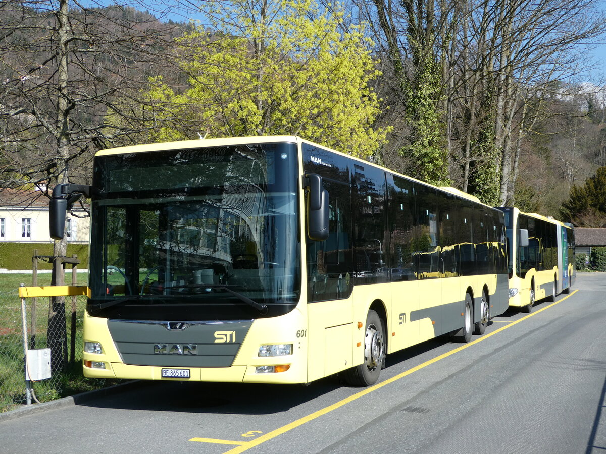 (248'326) - STI Thun - Nr. 601/BE 865'601 - MAN am 9. April 2023 bei der Schifflndte Thun