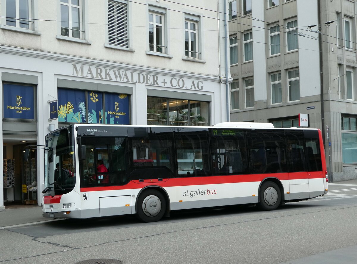 (248'409) - St. Gallerbus, St. Gallen - Nr. 269/SG 198'269 - MAN/Gppel am 13. April 2023 beim Bahnhof St. Gallen