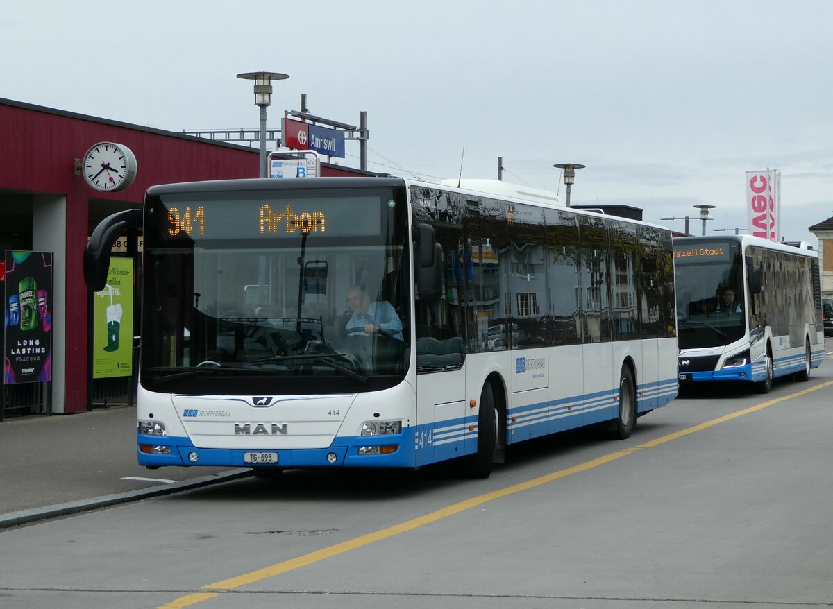 (248'520) - BOTG Amriswil - Nr. 414/TG 693 - MAN am 13. April 2023 beim Bahnhof Amriswil