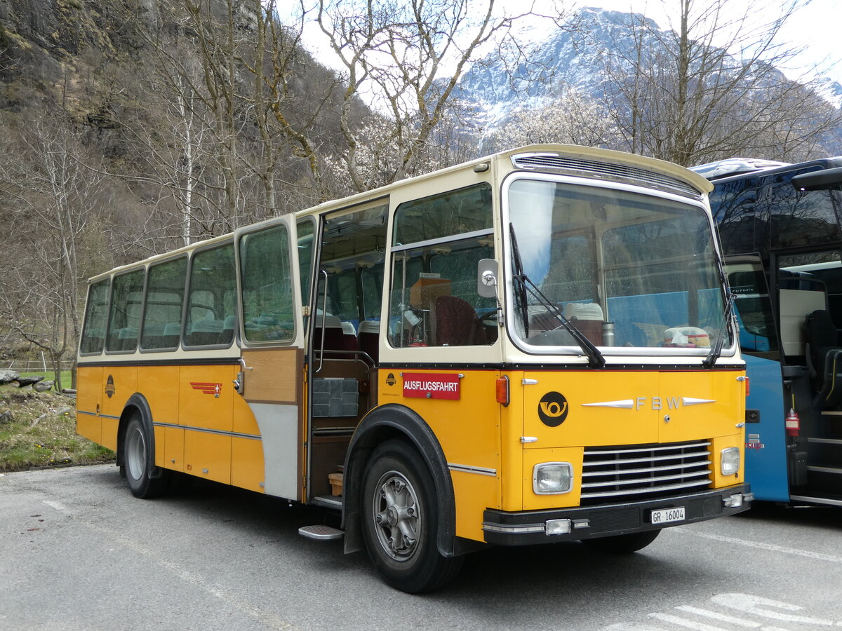 (248'695) - Wittwer, Chur - GR 16'004 - FBW/Gangloff (ex Eggenberger, Mriken; ex AVG Grindelwald Nr. 11; ex P 24'170) am 16. April 2023 in Sonogno