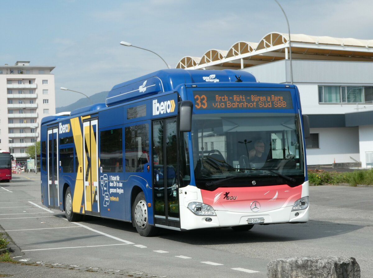 (249'008) - BGU Grenchen - Nr. 24/SO 144'738 - Mercedes am 22. April 2023 beim Bahnhof Grenchen Sd