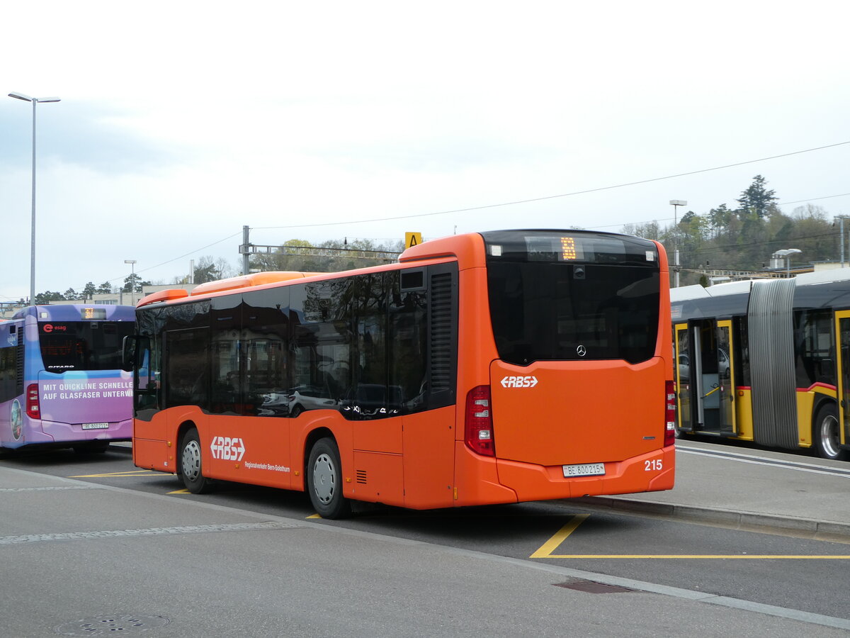 (249'039) - RBS Worblaufen - Nr. 215/BE 800'215 - Mercedes am 22. April 2023 beim Bahnhof Lyss