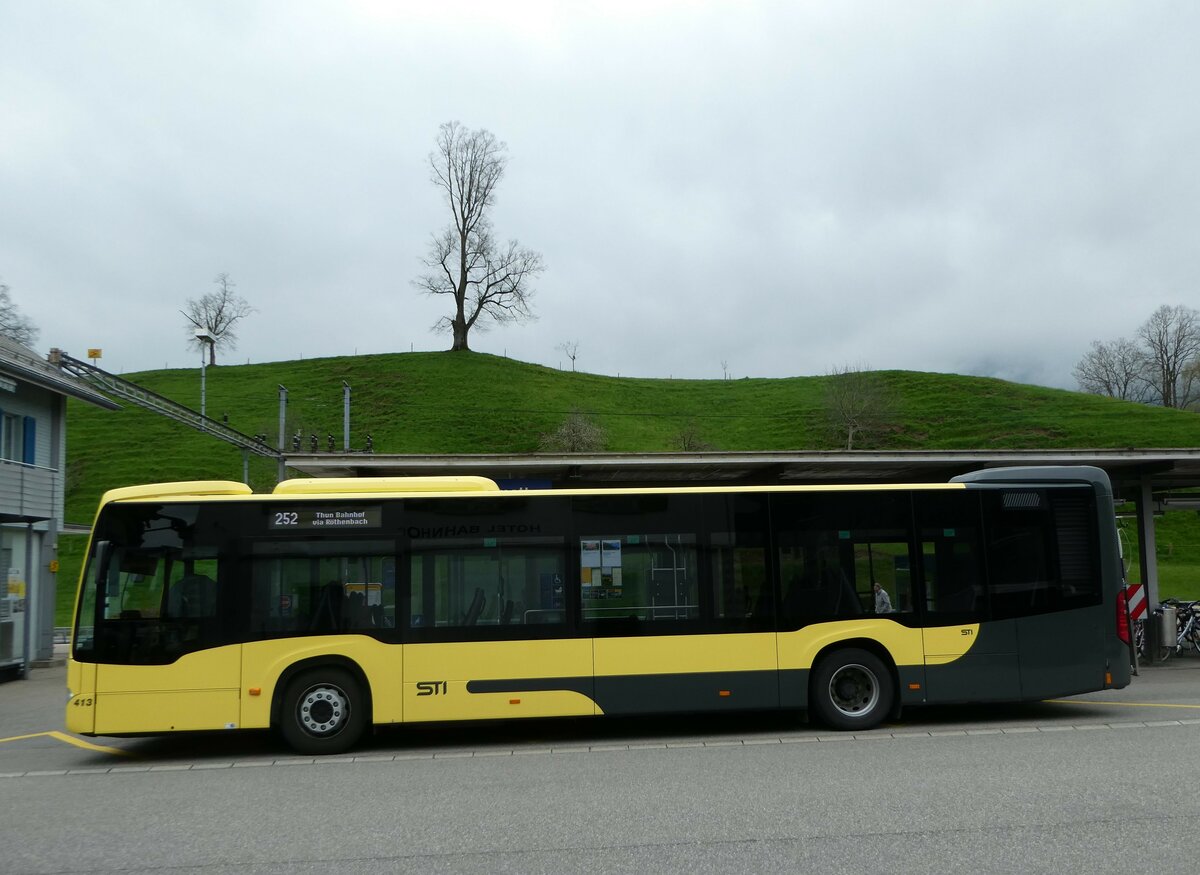 (249'338) - STI Thun - Nr. 413/BE 851'413 - Mercedes am 30. April 2024 beim Bahnhof Escholzmatt