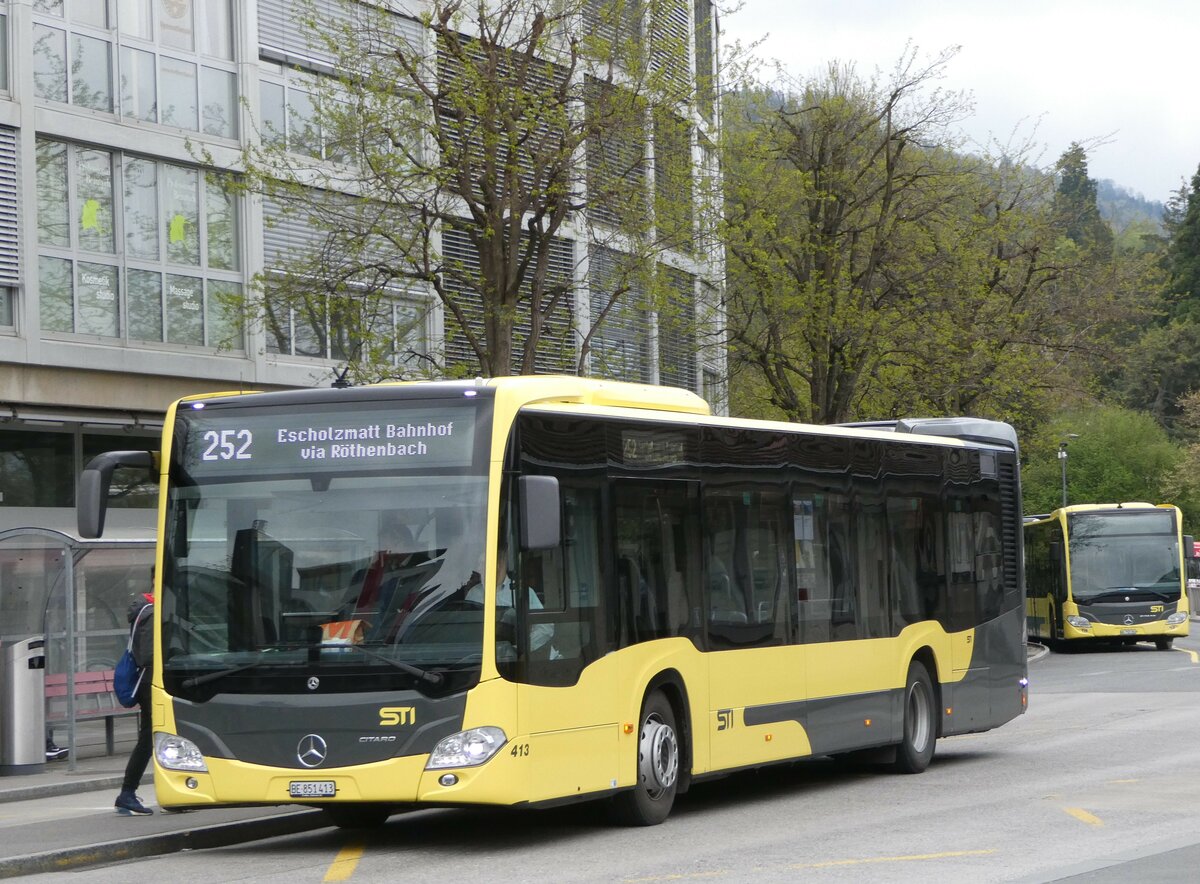 (249'342) - STI Thun - Nr. 413/BE 851'413 - Mercedes am 30. April 2023 beim Bahnhof Thun