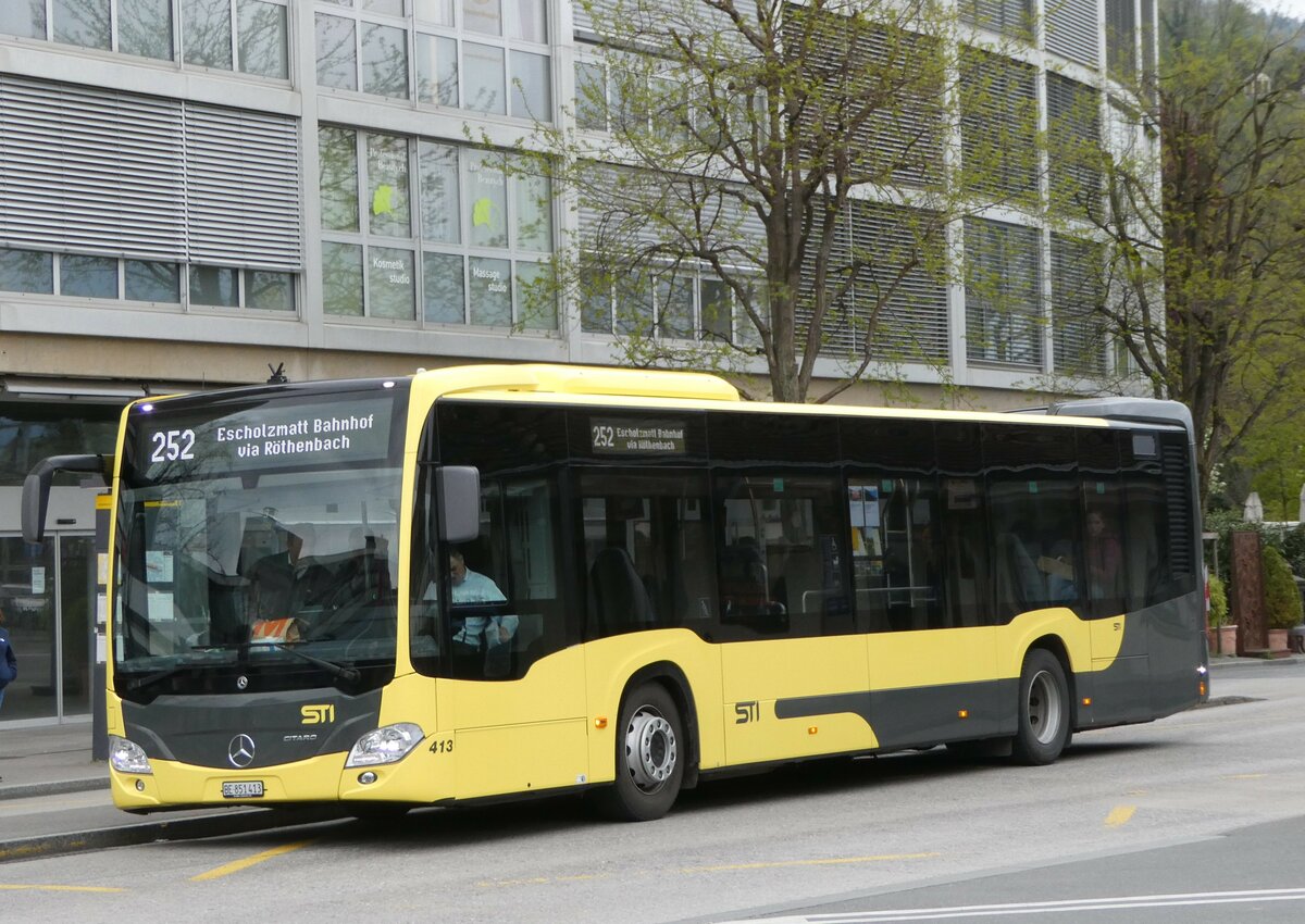 (249'344) - STI Thun - Nr. 413/BE 851'413 - Mercedes am 30. April 2023 beim Bahnhof Thun