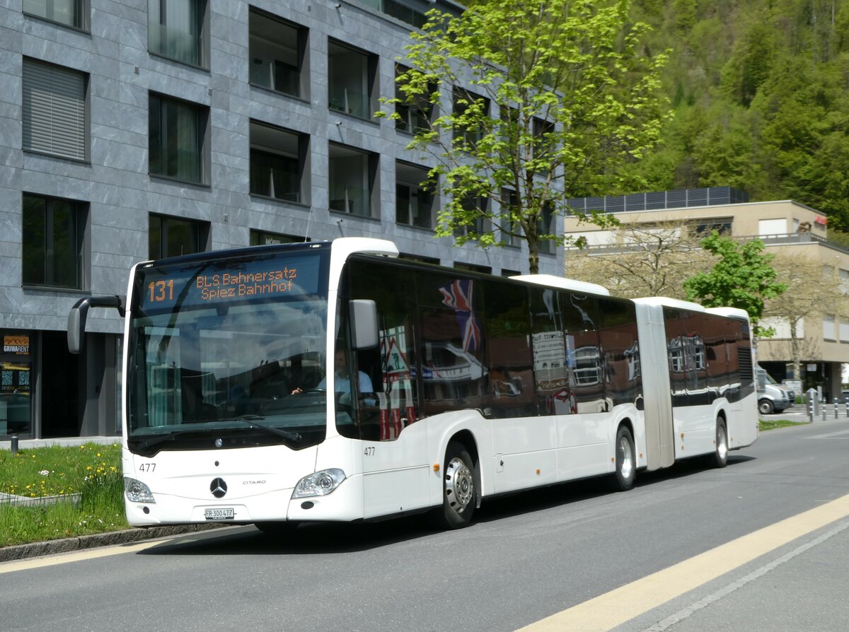 (249'396) - Intertours, Domdidier - Nr. 477/FR 300'477 - Mercedes (ex Nr. 202) am 2. Mai 2023 beim Bahnhof Interlaken Ost