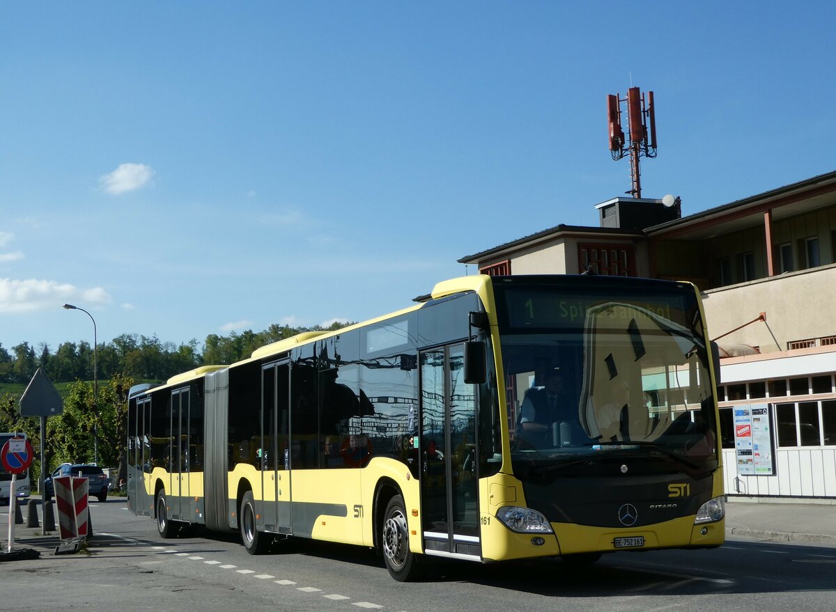 (249'512) - STI Thun - Nr. 161/BE 752'161 - Mercedes am 3. Mai 2023 beim Bahnhof Spiez