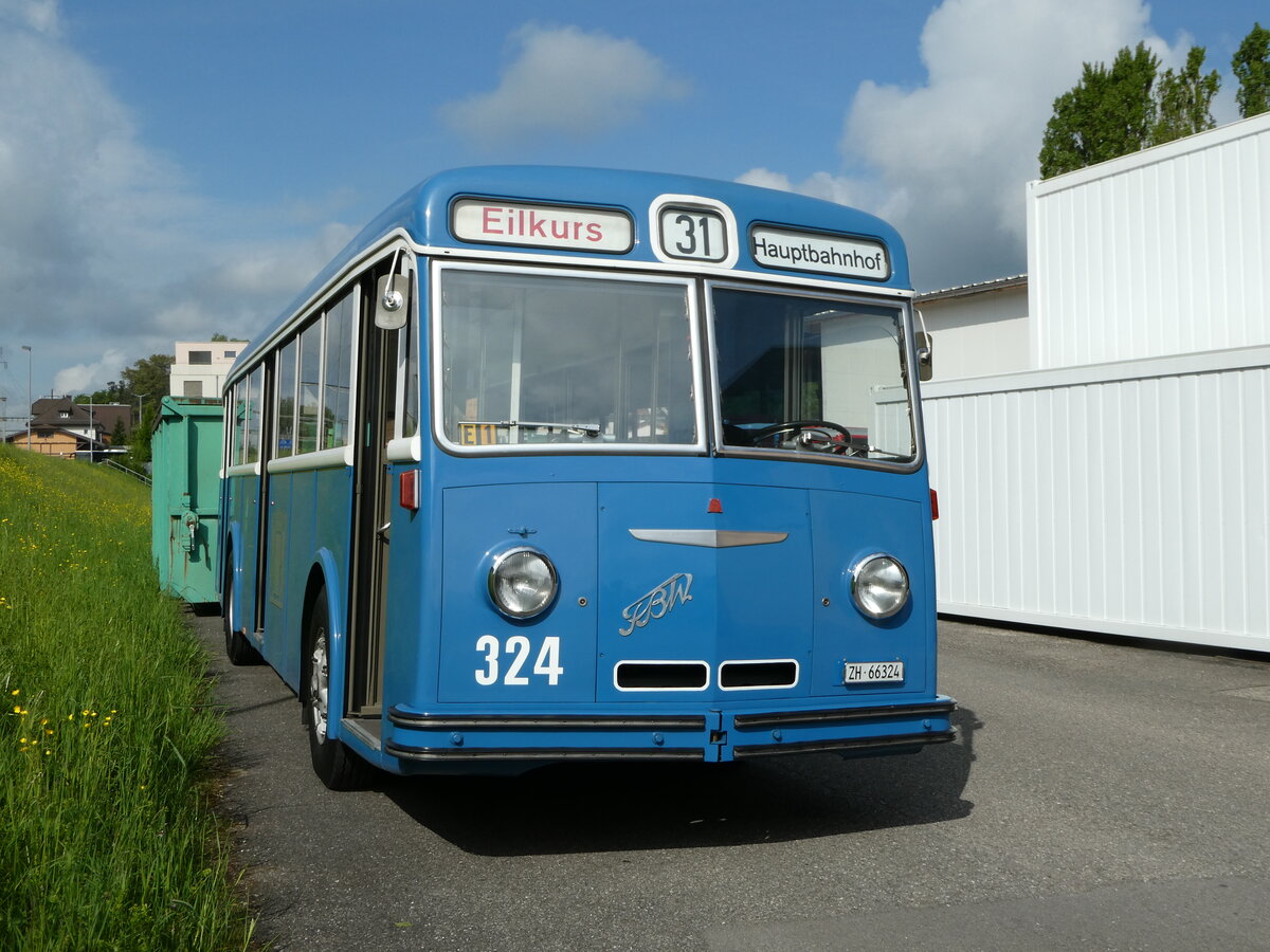 (249'699) - VBZ Zrich (TMZ) - Nr. 324/ZH 66'324 - FBW/Tscher (ex Privat; ex VBZ Zrich Nr. 324) am 6. Mai 2023 in Attikon, Wegmller