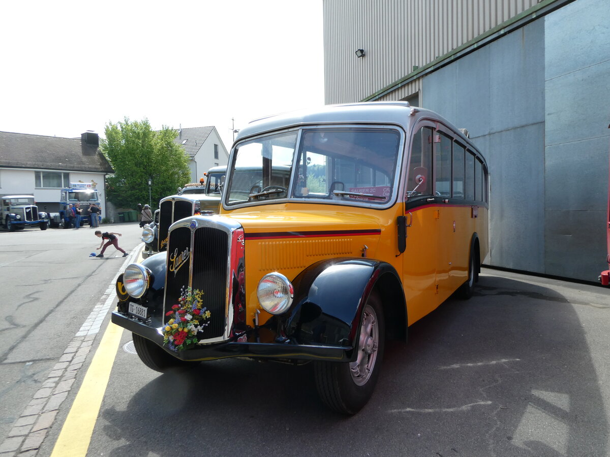 (249'749) - Zollikofer, Berg - TG 16'881 - Saurer/Hnni (ex Reusser, Thun; ex Kontiki, Wettingen; ex Nussbaumer, Ganterschwil) am 6. Mai 2023 in Attikon, Wegmller