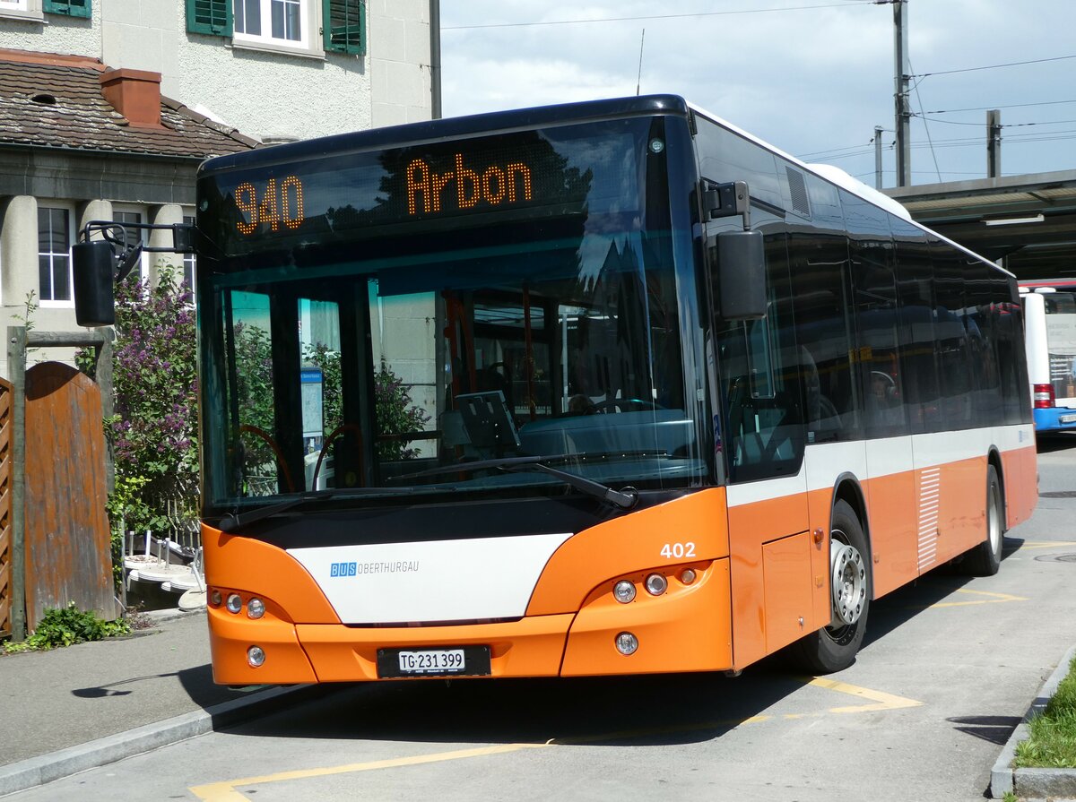 (249'924) - BOTG Amriswil - Nr. 402/TG 231'399 - Neoplan (ex Nr. 6) am 12. Mai 2023 beim Bahnhof Romanshorn