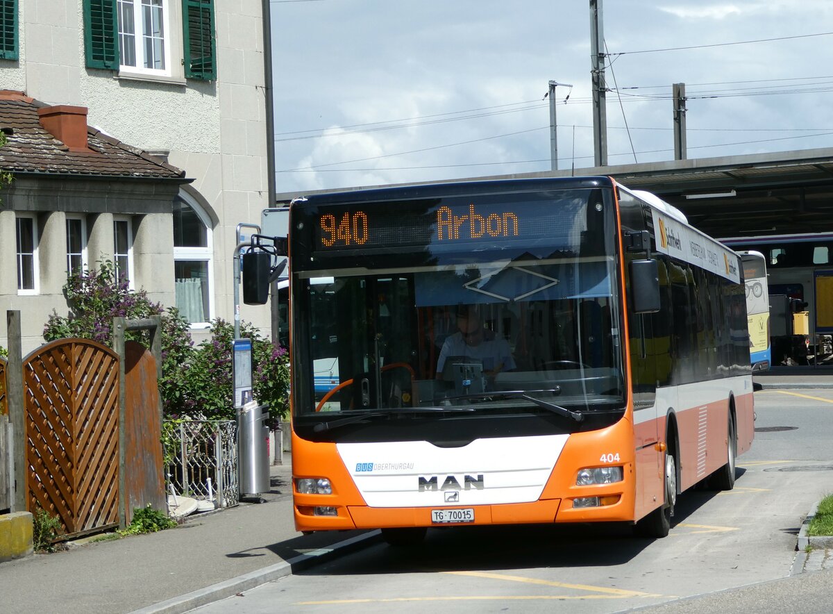 (249'930) - BOTG Amriswil - Nr. 404/TG 70'015 - MAN (ex Nr. 9) am 12. Mai 2023 beim Bahnhof Romanshorn