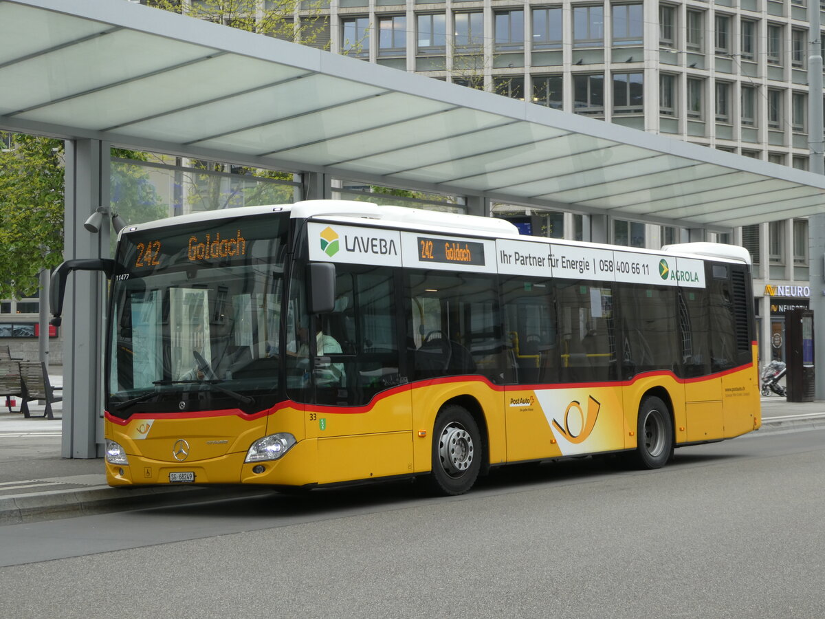 (250'040) - Schwizer, Goldach - Nr. 33/SG 68'249/PID 11'477 - Mercedes am 16. Mai 2023 beim Bahnhof St. Gallen