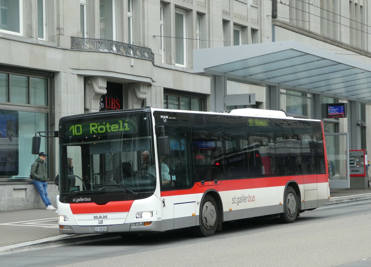 (250'069) - St. Gallerbus, St. Gallen - Nr. 269/SG 198'269 - MAN/Gppel am 16. Mai 2023 beim Bahnhof St. Gallen