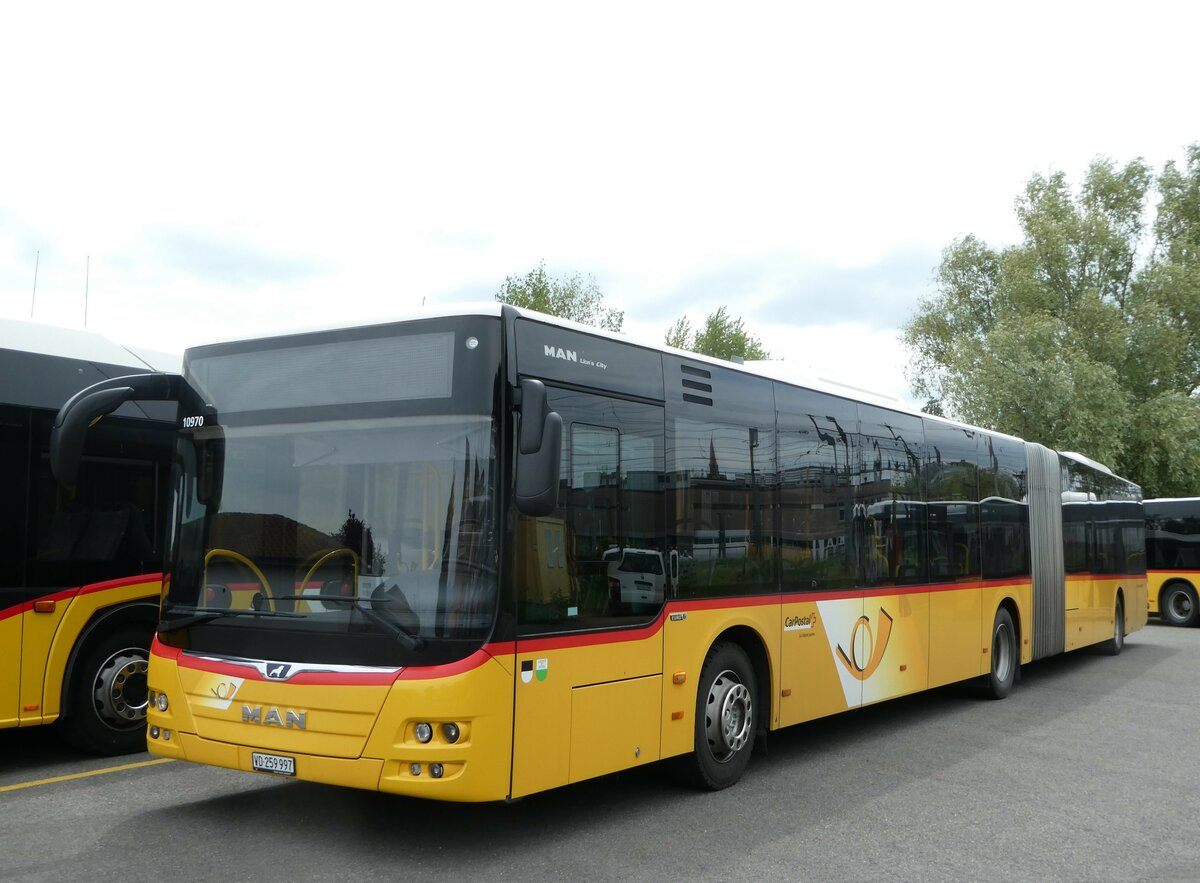 (250'184) - CarPostal Ouest - VD 259'997/PID 10'970 - MAN am 18. Mai 2023 in Yverdon, Garage