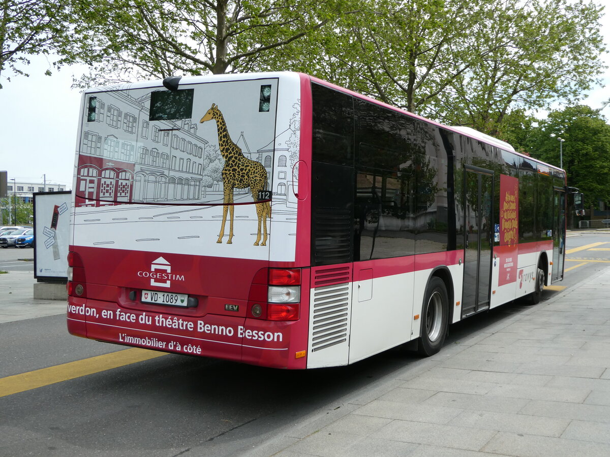 (250'209) - TRAVYS Yverdon - Nr. 112/VD 1089 - MAN am 18. Mai 2023 beim Bahnhof Yverdon