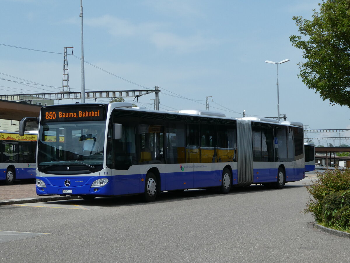 (250'333) - VZO Grningen - Nr. 119/ZH 745'119 - Mercedes am 21. Mai 2023 beim Bahnhof Wetzikon