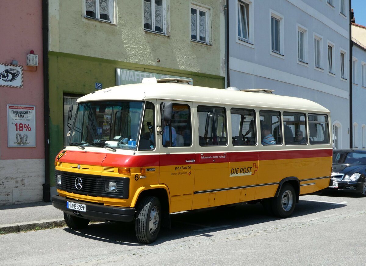 (250'993) - Hahn, Mnchen - Nr. 6/M-MB 309H - Mercedes (ex Mller, CH-Ennetmoos Nr. 6; ex Portenier, CH-Adelboden Nr. 6/PID 492; ex Geiger, CH-Adelboden Nr. 6) am 4. Juni 2023 in Dingolfing, Industriemuseum
