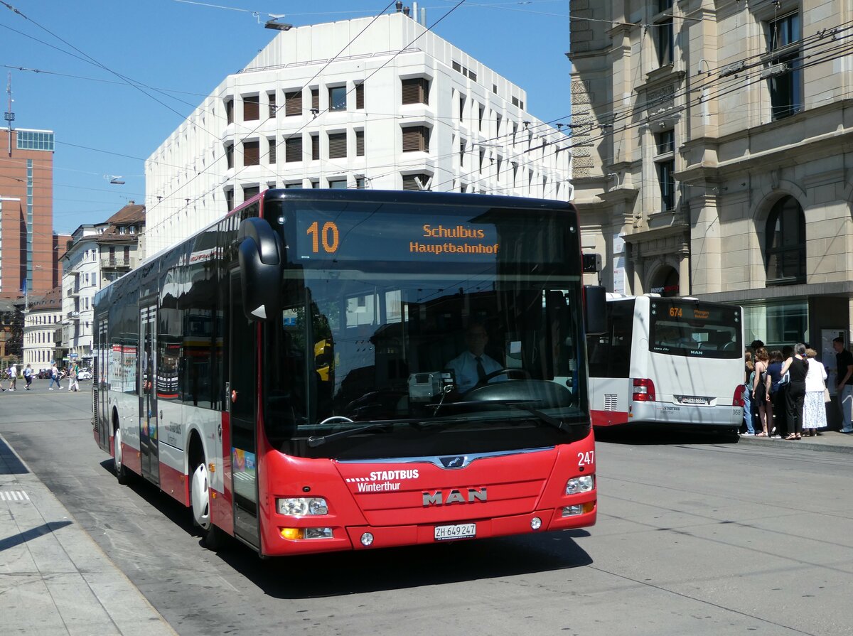 (251'488) - SW Winterthur - Nr. 247/ZH 649'247 - MAN am 13. Juni 2023 beim Hauptbahnhof Winterthur