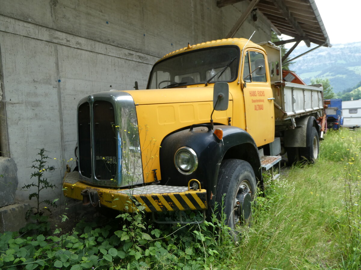 (252'161) - Fuchs, Altnau - Saurer am 28. Juni 2023 in Frutigen, Gantengraben
