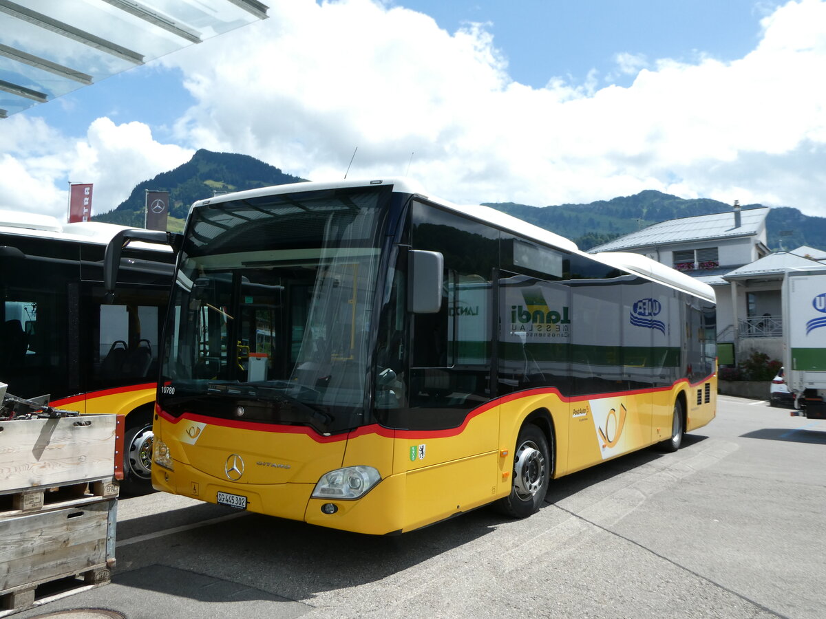 (252'328) - PostAuto Ostschweiz - SG 445'302/PID 10'780 - Mercedes am 4. Juli 2023 in Nesslau, Altherr