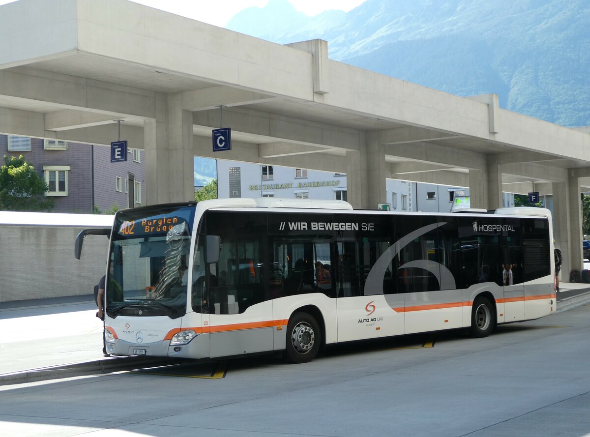 (252'691) - AAGU Altdorf - Nr. 23/UR 9358 - Mercedes am 15. Juli 2023 beim Bahnhof Altdorf