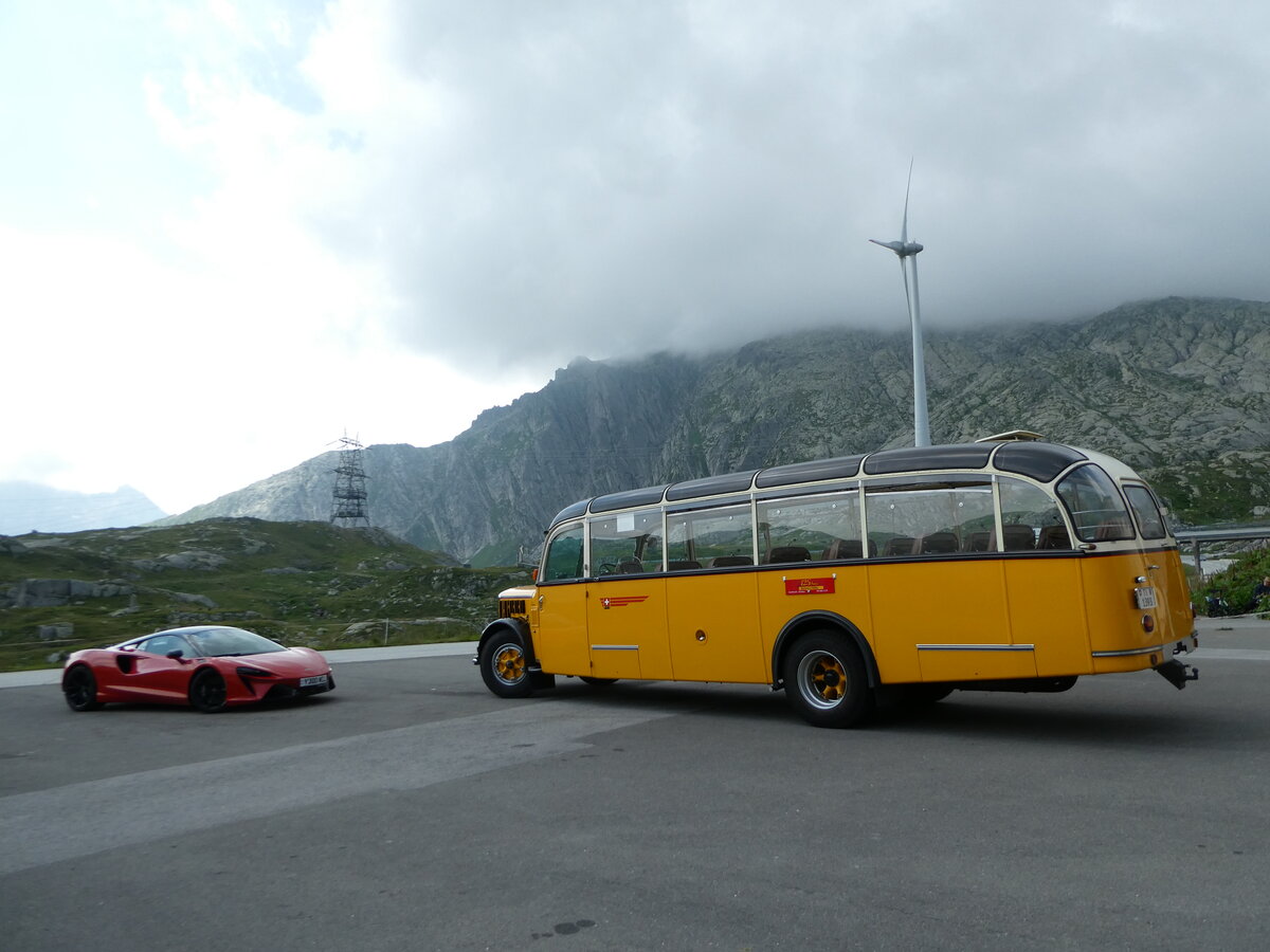 (252'888) - Barenco, Faido - TI 1393 - Saurer/R&J (ex Oldie-Reisen, Matzingen; ex M+79'506; ex P 23'139; ex P 2206) am 23. Juli 2023 in Gotthard, Passhhe