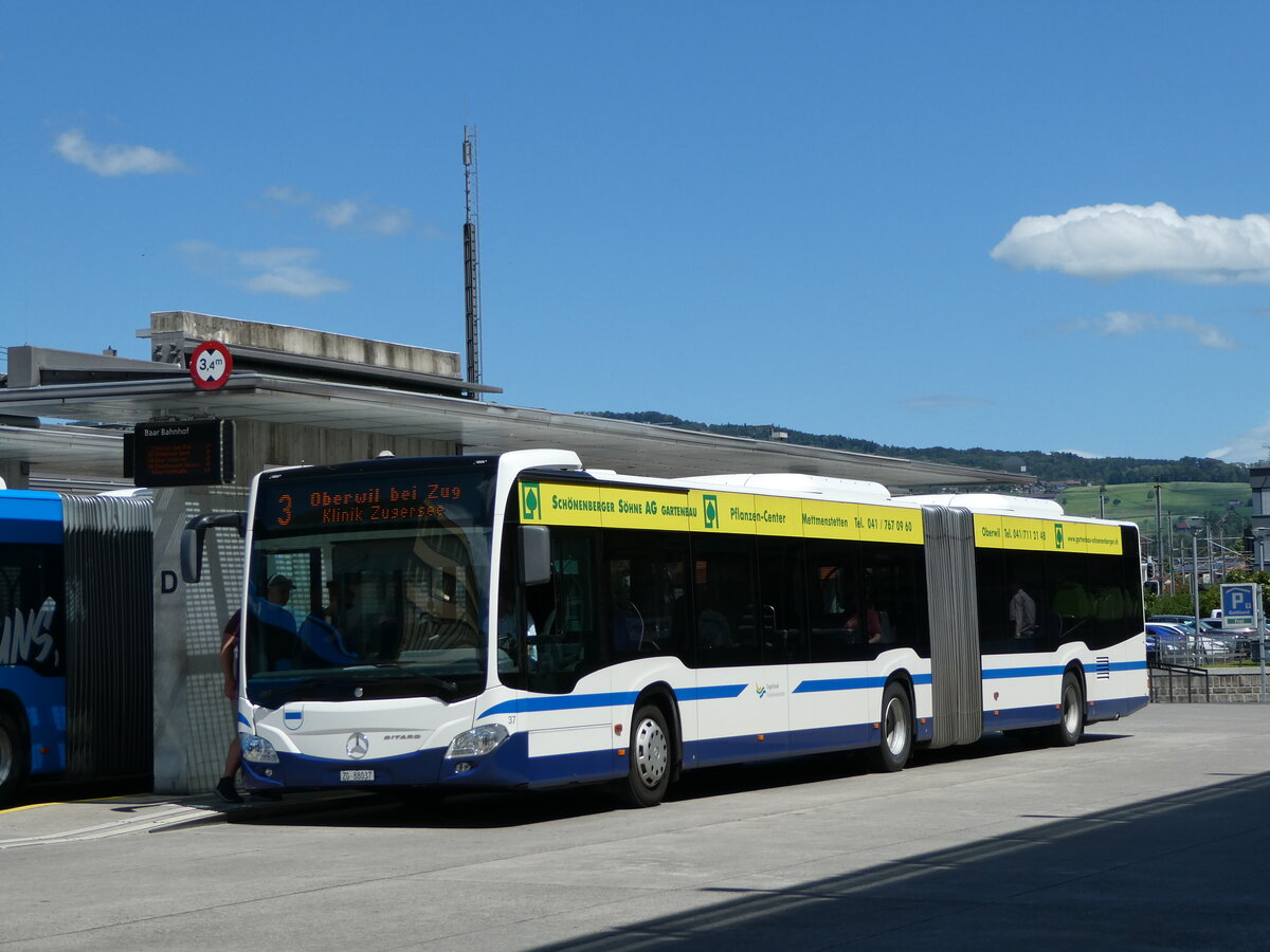 (253'331) - ZVB Zug - Nr. 37/ZG 88'037 - Mercedes am 3. August 2023 beim Bahnhof Baar