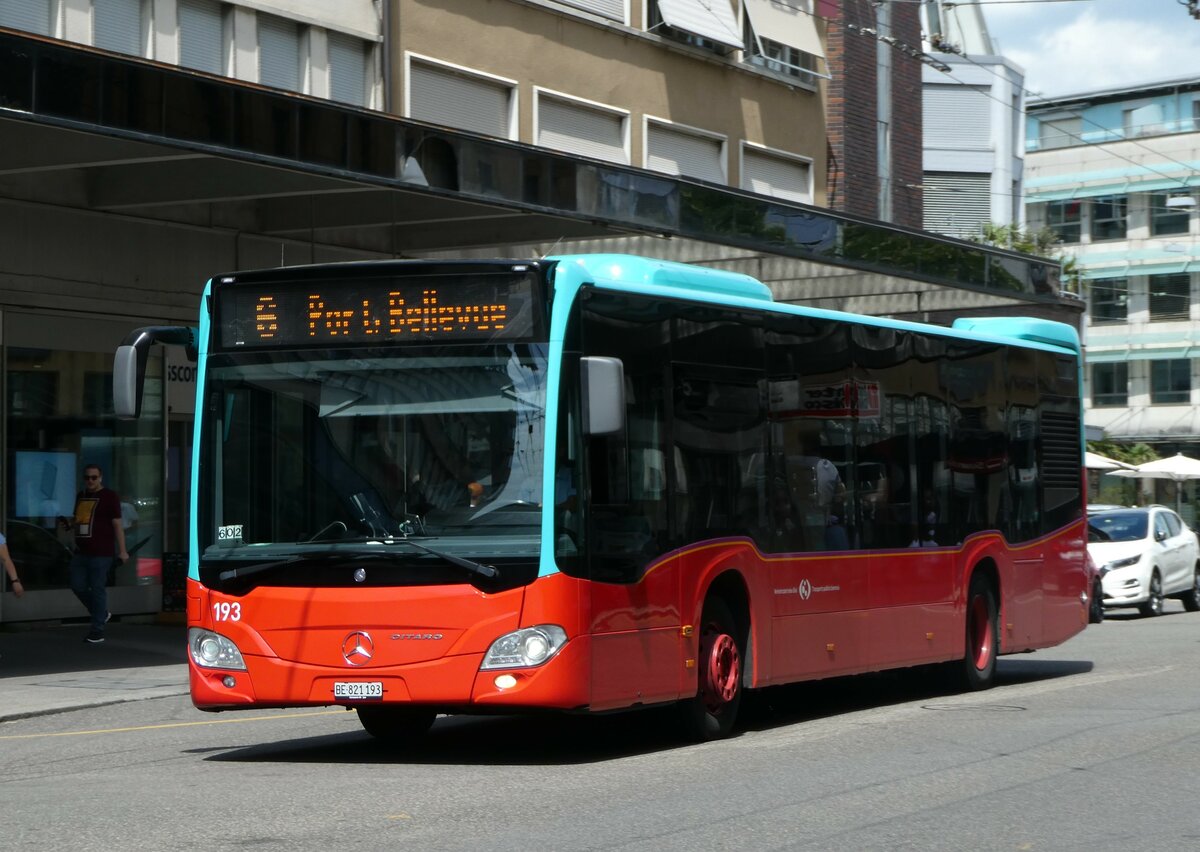 (253'719) - VB Biel - Nr. 193/BE 821'193 - Mercedes am 12. August 2023 beim Bahnhof Biel