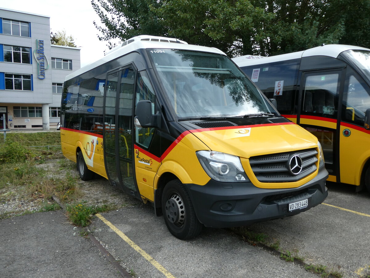 (253'725) - CarPostal Ouest - VD 283'448/PID 11'051 - Mercedes (ex JU 46'244 ) am 12. August 2023 in Yverdon, Garage