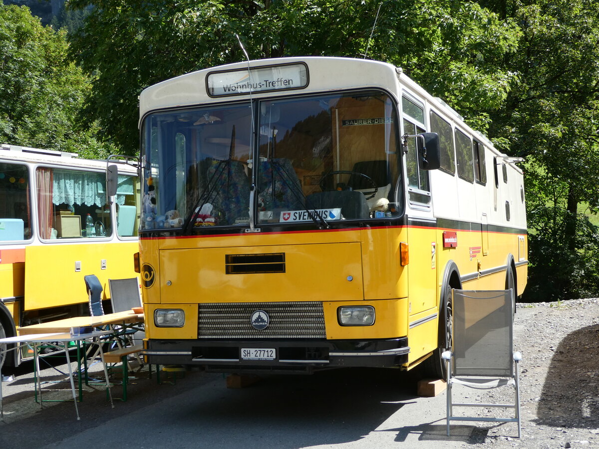 (253'945) - Tiemann, Hombrechtikon - Nr. 12/SH 27'712 - Saurer/R&J (ex Privat; ex Tschannen, Zofingen Nr. 12) am 19. August 2023 in Hoch-Ybrig, Talstation Weglosen