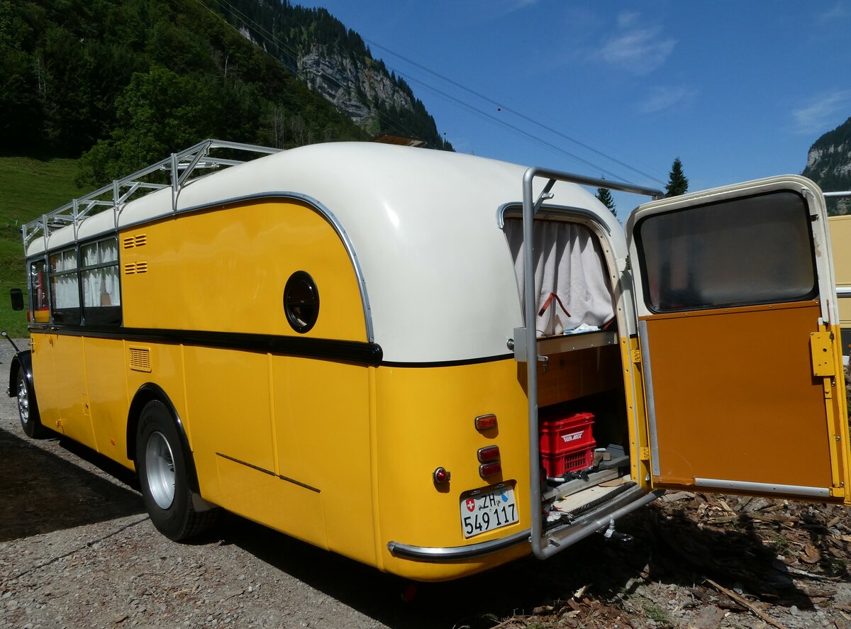 (253'994) - Frei, Fehraltdorf - ZH 549'117 - FBW/R&J (ex Bucheli, Kriens Nr. 15) am 19. August 2023 in Hoch-Ybrig, Talstation Weglosen