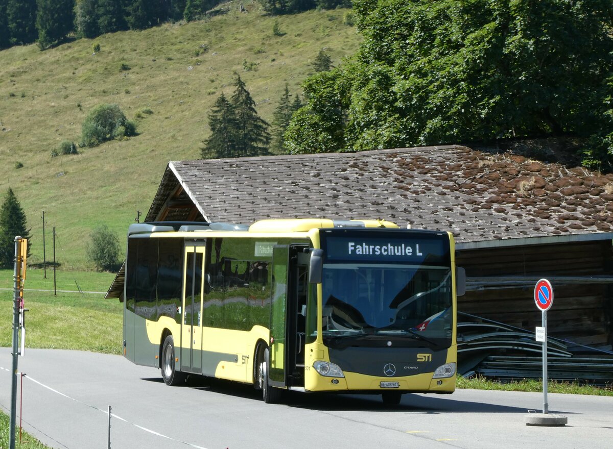 (254'144) - STI Thun - Nr. 501/BE 408'501 - Mercedes am 22. August 2023 in Grimmialp, Hotel Spillgerten