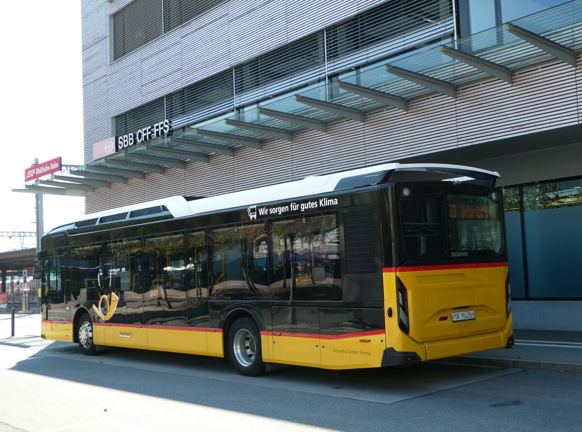 (254'934) - Dnser, Trimmis - GR 95'435/PID 11'895 - Scania (ex GR 184'920) am 8. September 2023 beim Bahnhof Landquart