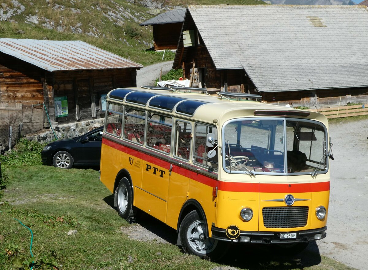 (255'104) - Schmid, Thrishaus - Nr. 9/BE 26'105 - Saurer/R&J (ex Geiger, Adelboden Nr. 9) am 10. September 2023 auf der Bundalp