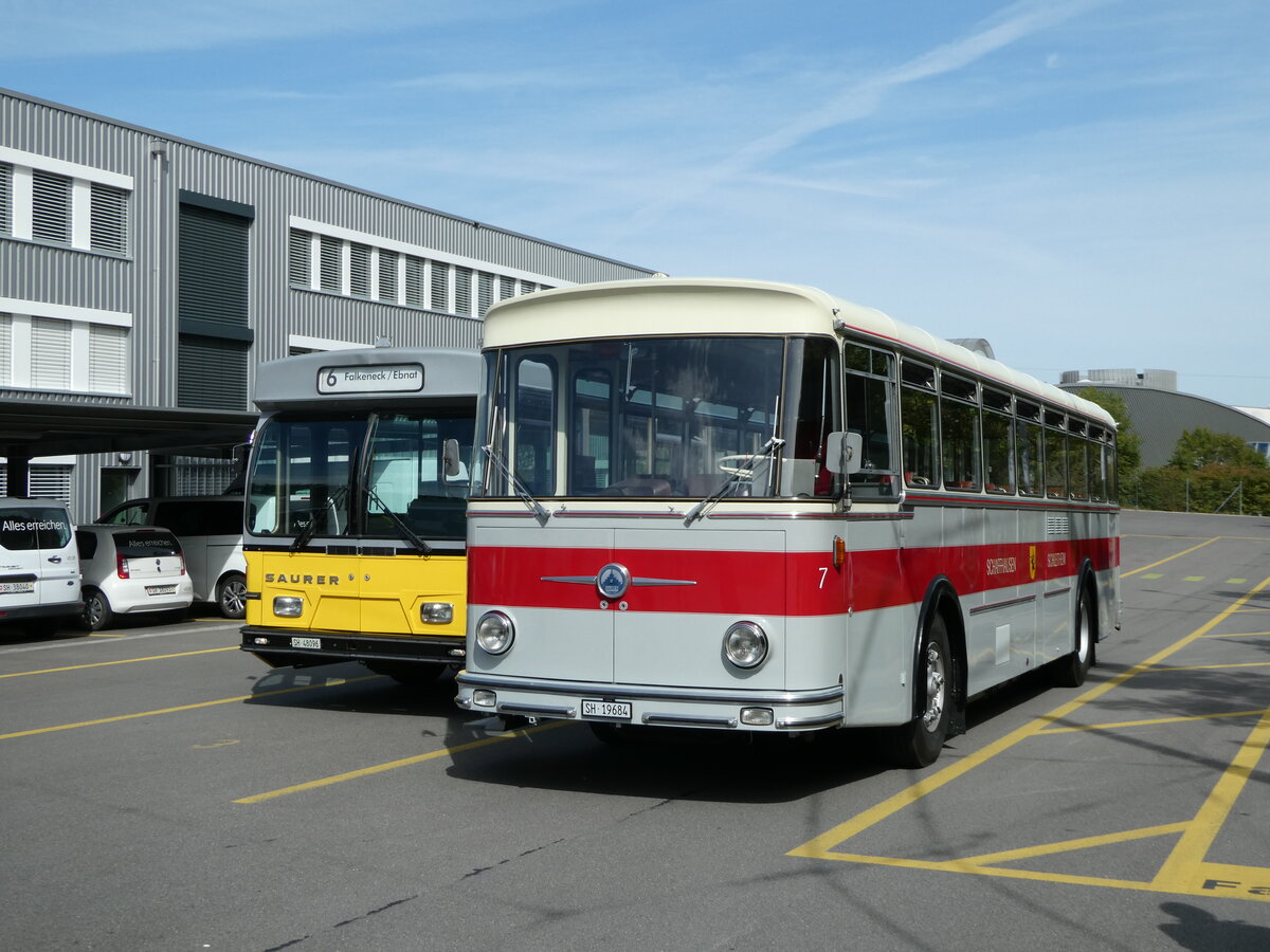 (255'354) - Borer, Neuhausen - Nr. 7/SH 19'684 - Saurer/Tscher (ex Heiniger, Btzberg; ex ASS Schleitheim Nr. 22; ex ASS Schleitheim Nr. 7) am 17. September 2023 in Schaffhausen, Depot VBSH