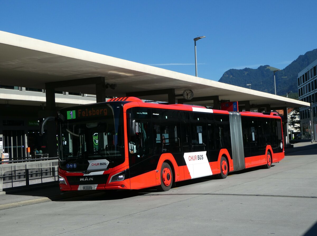 (255'564) - Chur Bus, Chur - Nr. 55/GR 155'855 - MAN am 26. September 2023 beim Bahnhof Chur