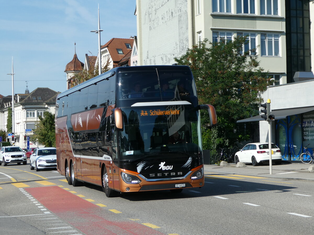 (255'634) - BGU Grenchen - Nr. 9/SO 66'578 - Setra am 28. September 2023 beim Hauptbahnhof Solothurn