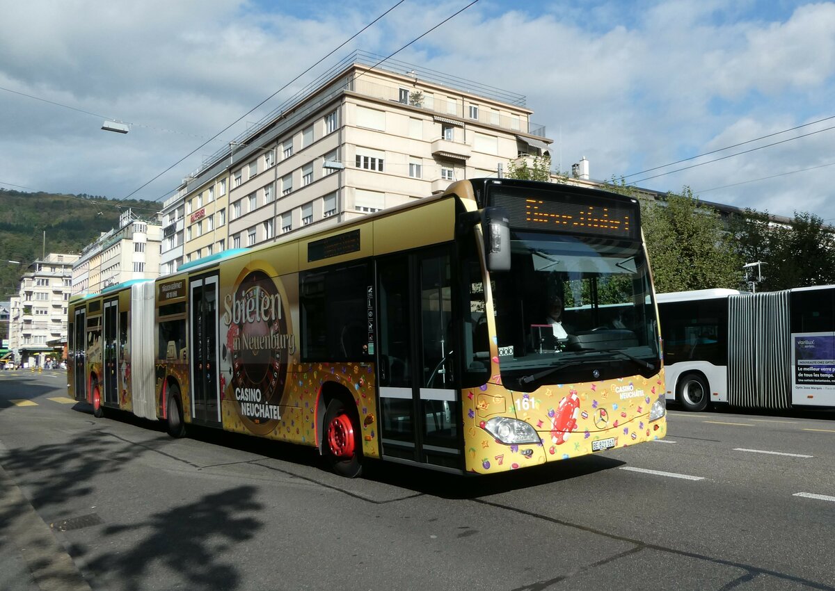 (255'702) - VB Biel - Nr. 161/BE 821'161 - Mercedes am 30. September 2023 beim Bahnhof Biel