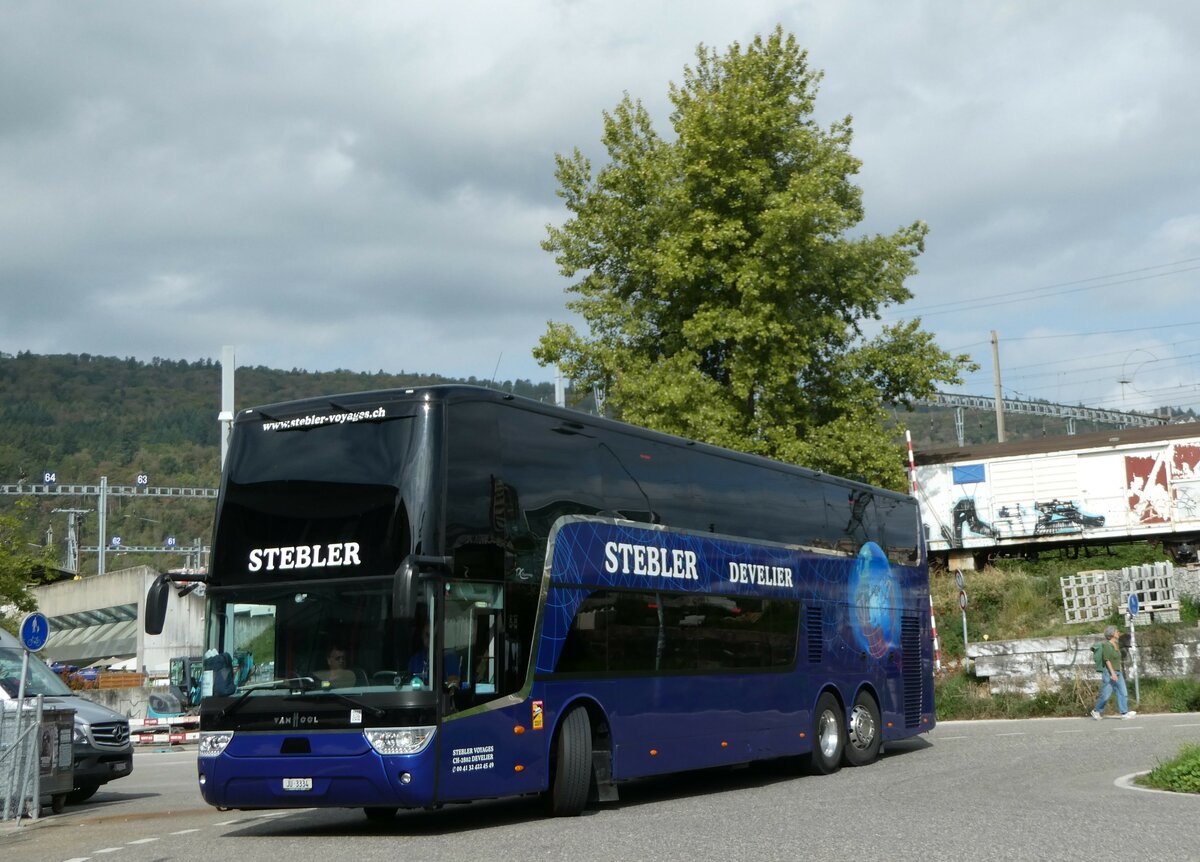 (255'747) - Stebler, Develier - JU 3334 - Van Hool am 30. September 2023 in Biel, Car Terminal