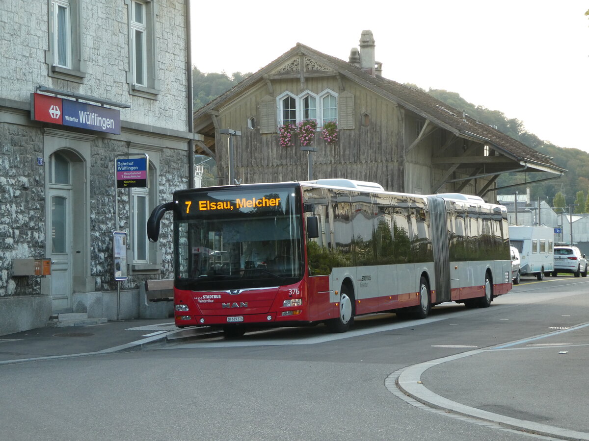 (256'013) - SW Winterthur - Nr. 376/ZH 619'376 - MAN am 7. Oktober 2023 beim Hauptbahnhof Winterthur