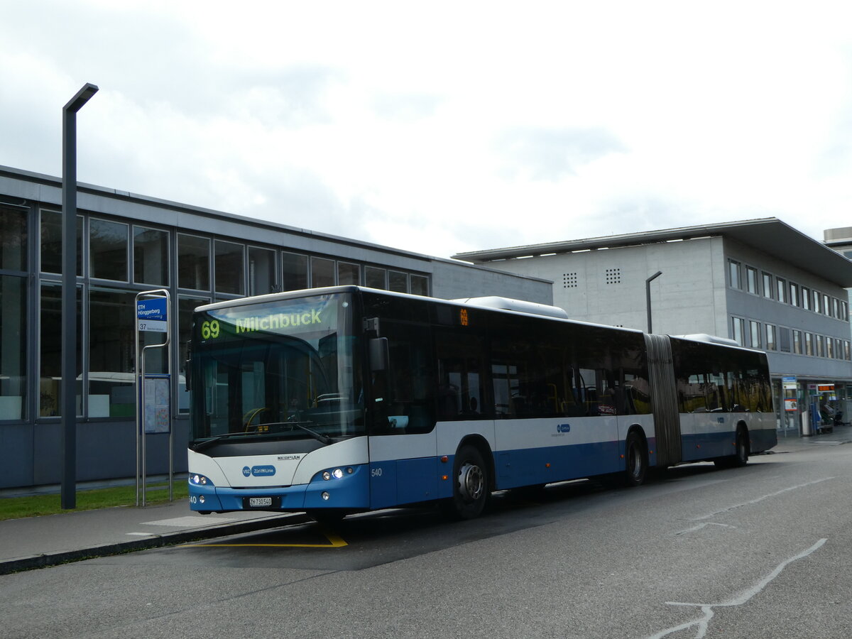 (256'216) - VBZ Zrich - Nr. 540/ZH 730'540 - Neoplan am 21. Oktober 2023 in Zrich, ETH Hnggerberg