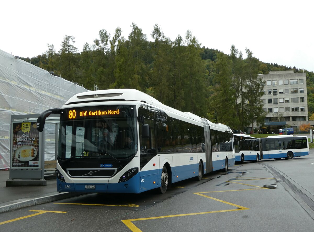 (256'228) - VBZ Zrich - Nr. 450/ZH 907'450 - Volvo am 21. Oktober 2023 in Zrich, Triemlispital