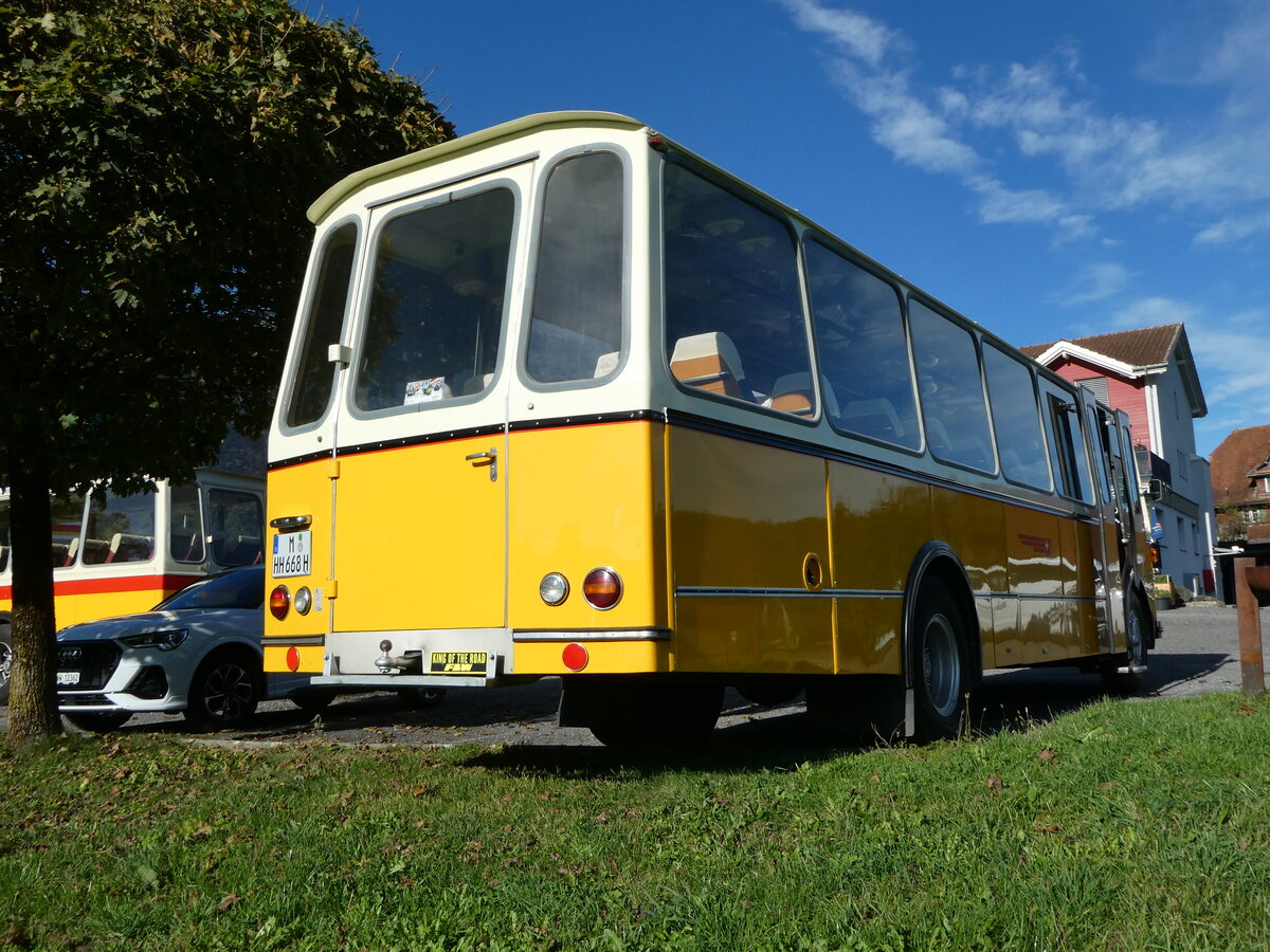 (256'510) - Aus Deutschland: Hahn, Mnchen - M-HH 668H - FBW/FHS (ex Michels, Schmallenberg; ex FRAM Drachten/NL Nr. 5; ex P 24'184) am 28. Oktober 2023 in Kgiswil, Restaurant Adler