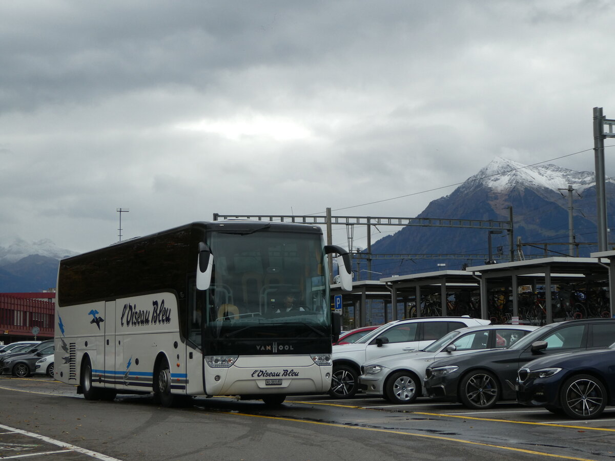 (256'561) - L'Oiseau Bleu, Sierre - VS 83'187 - Van Hool am 31. Oktober 2023 in Thun, CarTerminal 