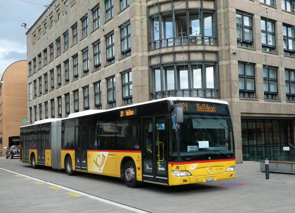 (256'734) - Steffen, Remetschwil - Nr. 70/AG 14'128/PID 5710 - Mercedes (ex PostAuto Nordschweiz) am 6. November 2023 beim Bahnhof Baden