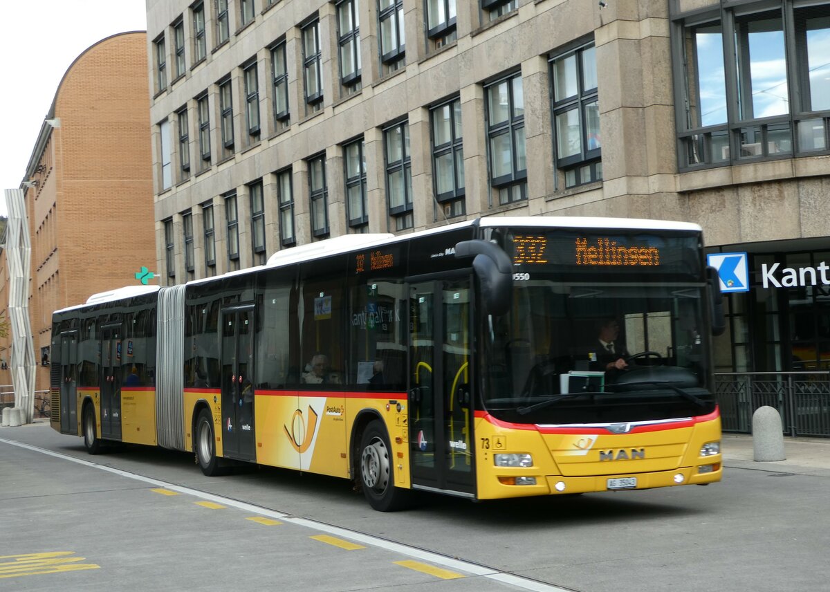 (256'751) - Steffen, Remetschwil - Nr. 73/AG 35'043/PID 10'550 - MAN am 6. November 2023 beim Bahnhof Baden