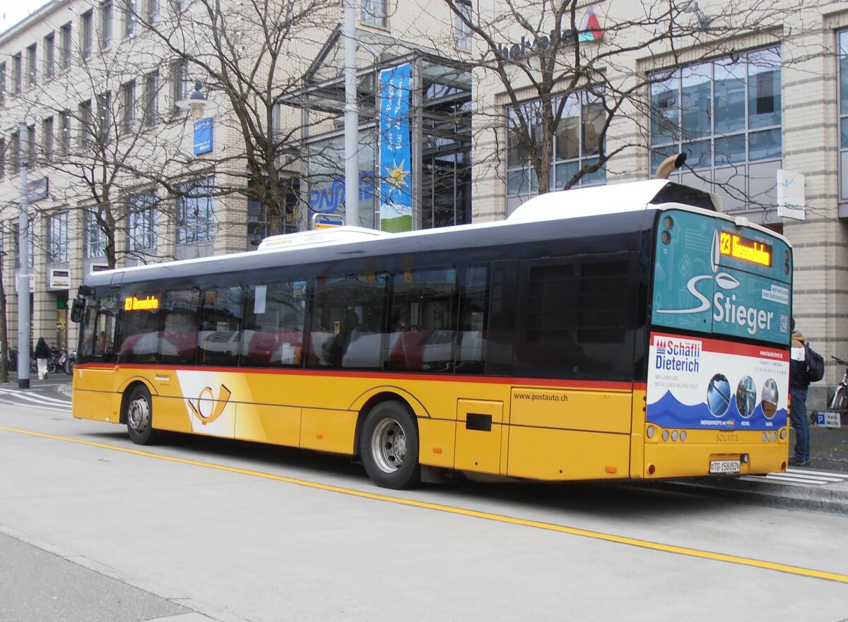 (257'650) - PostAuto Ostschweiz - TG 158'052/PID 10'078 - Solaris am 15. Dezember 2023 beim Bahnhof Frauenfeld